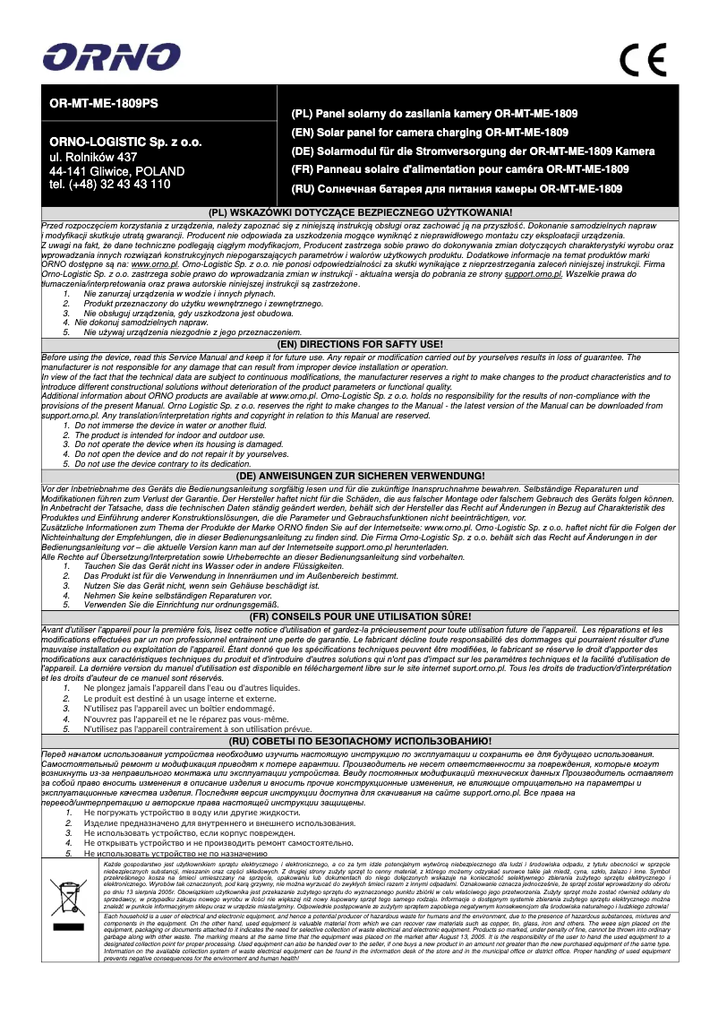 Página 1 del manual Manual de usuario ORNO OR-MT-ME-1809PS