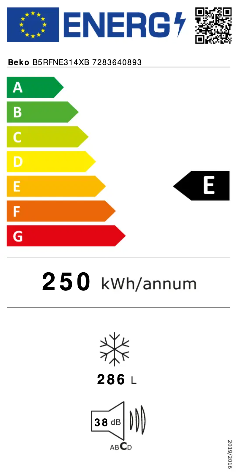 Página 1 del manual Etiqueta energética Beko B5RFNE314XB