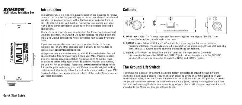 Imagen de la primera página del manual del dispositivo MLI1