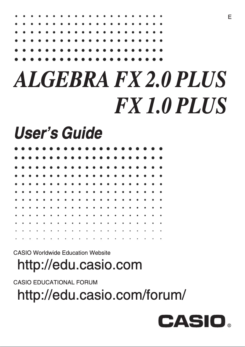 Imagen de la primera página del manual del dispositivo Algebra FX 1.0 Plus