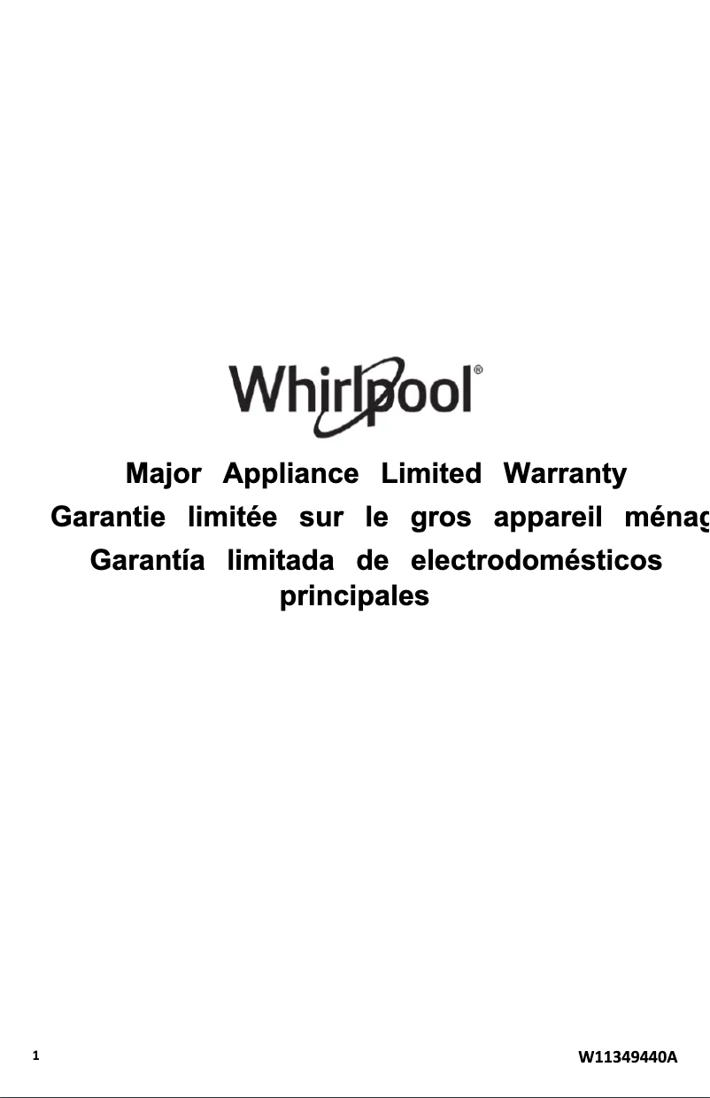 Página nº 1 - Información de garantía Whirlpool WGD8127LC