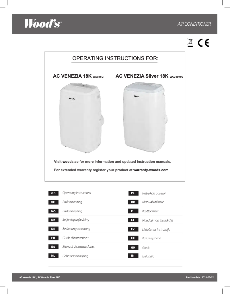 Página 1 del manual Manual de usuario Wood's WAC1801G