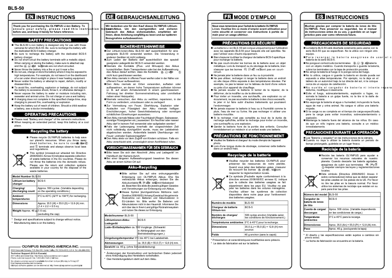 Página nº 1 - Manual de usuario Olympus BLS‑50