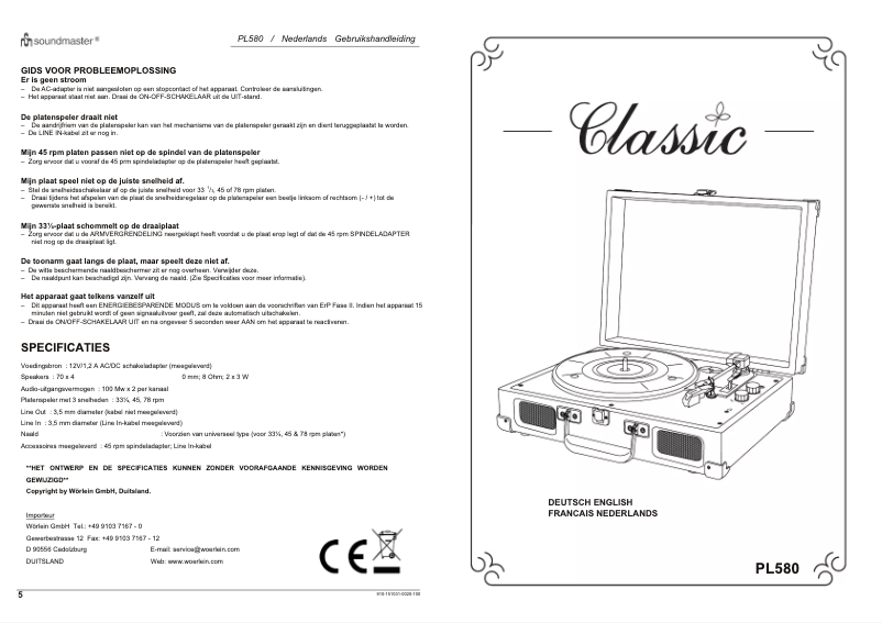 Imagen de la primera página del manual del dispositivo PL580