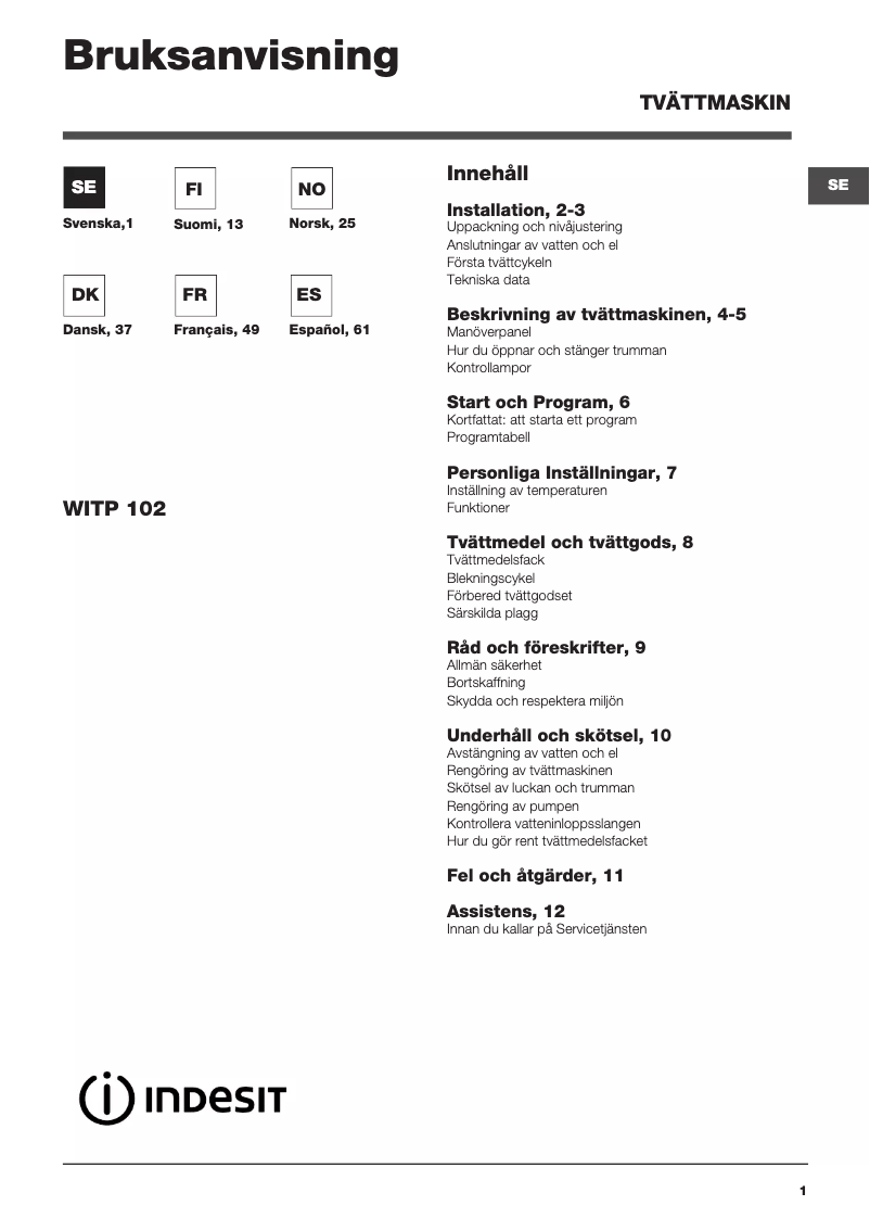 Imagen de la primera página del manual del dispositivo WITP 102