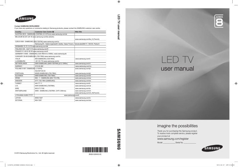 Imagen de la primera página del manual del dispositivo UE65C8700XS