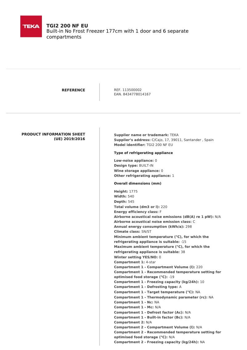 Imagen de la primera página del manual del dispositivo TGI2 200 NF