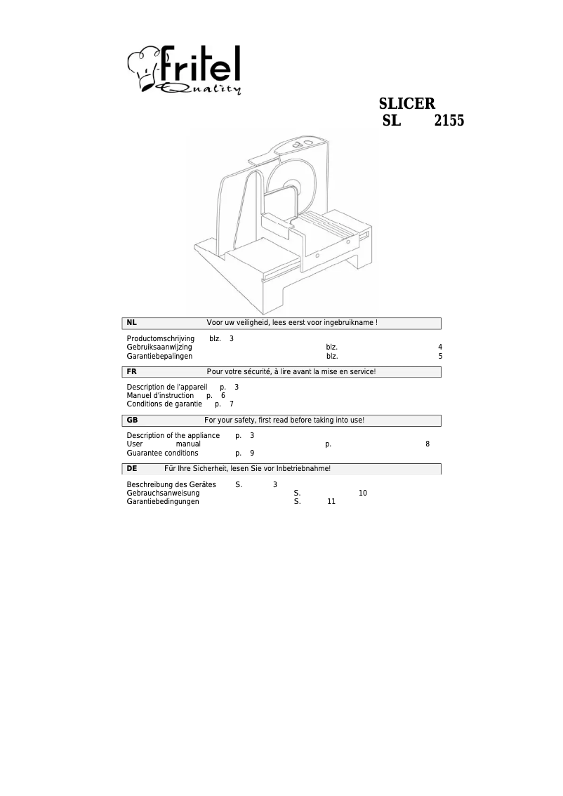 Imagen de la primera página del manual del dispositivo SL 2155