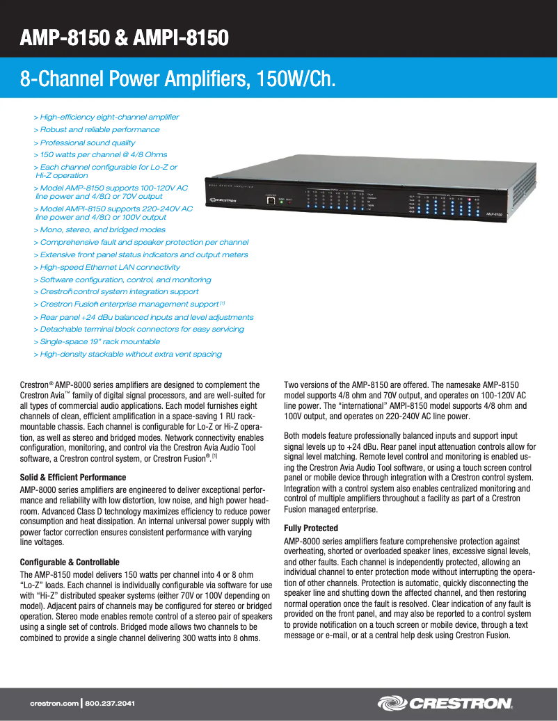Imagen de la primera página del manual del dispositivo AMP-8150