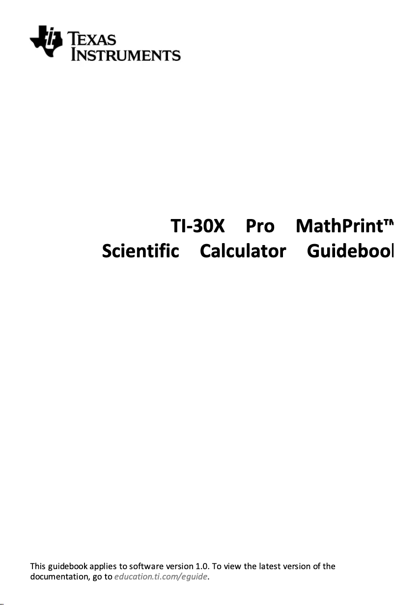 Imagen de la primera página del manual del dispositivo TI-30X Plus MathPrint
