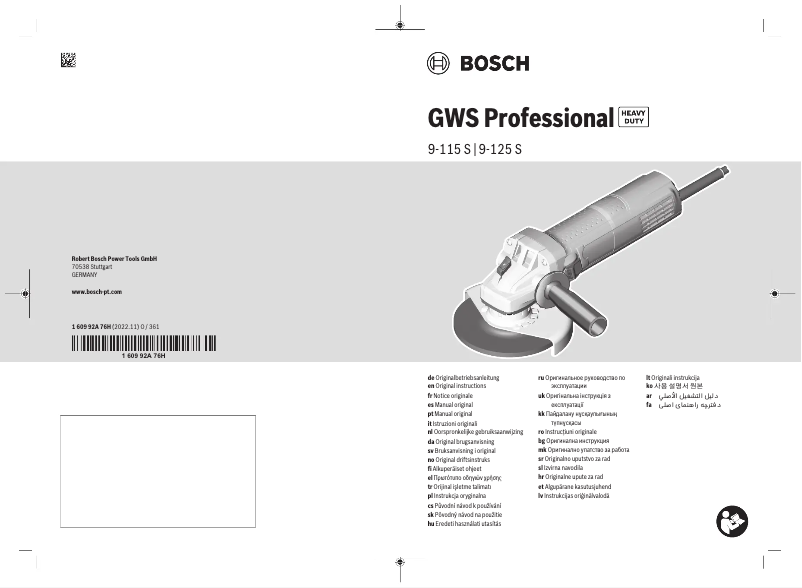 Página nº 1 - Manual de usuario Bosch GWS 9-125 S Professional