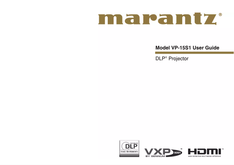 Página 1 del manual Manual de usuario Marantz VP-15S1