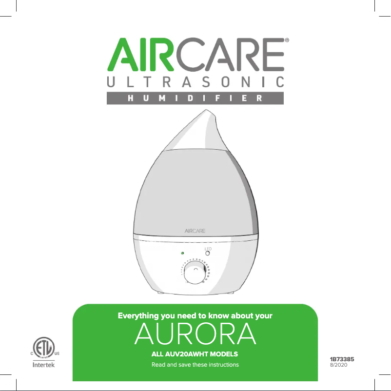 Página 1 del manual Manual de uso y mantenimiento AirCare Aurora AUV20AWHT