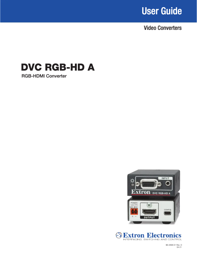 Página 1 del manual Manual de usuario Extron DVC RGB-HD A