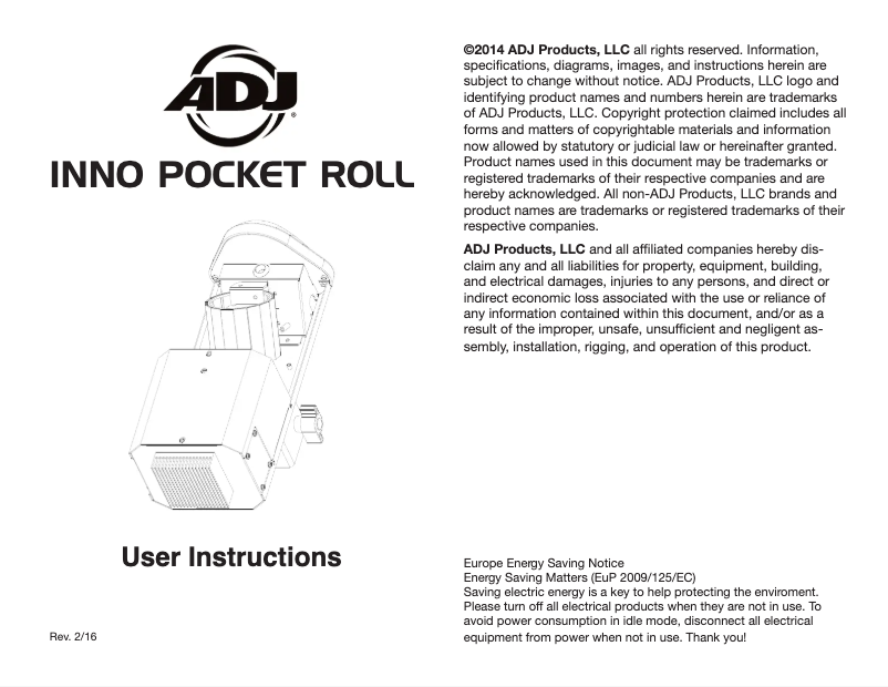 Imagen de la primera página del manual del dispositivo Inno Pocket Roll
