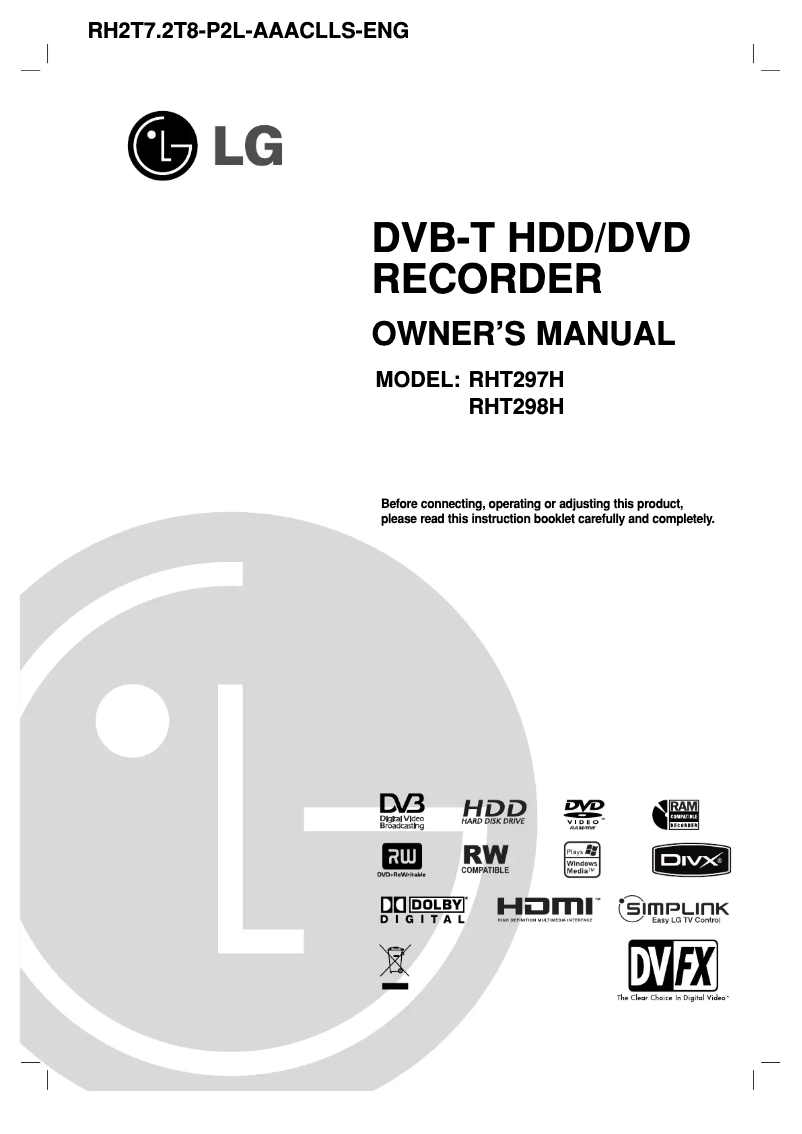 Imagen de la primera página del manual del dispositivo RH2T7