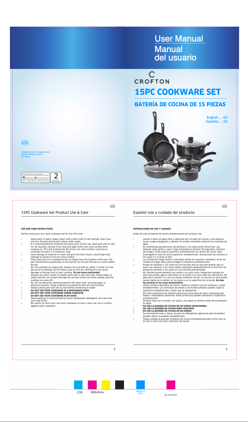Imagen de la primera página del manual del dispositivo 15 Piece Cookware Set 48822