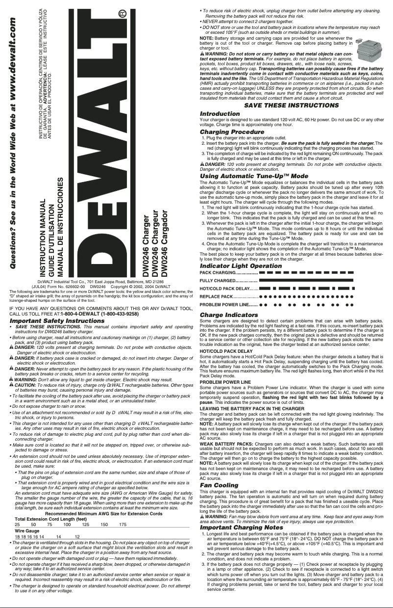 Página 1 del manual Manual de usuario DeWalt DW0246