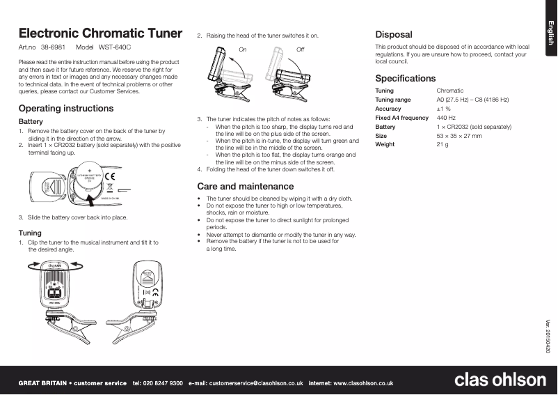 Imagen de la primera página del manual del dispositivo WST-640C
