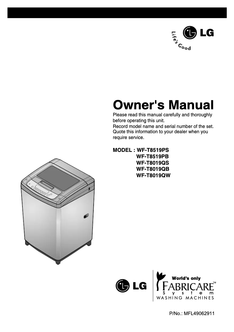 Imagen de la primera página del manual del dispositivo WF-T8019QB
