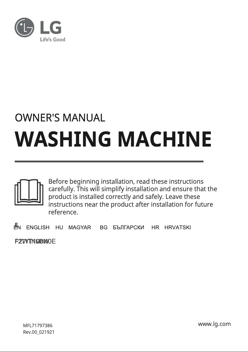 Imagen de la primera página del manual del dispositivo F2WT108N0E