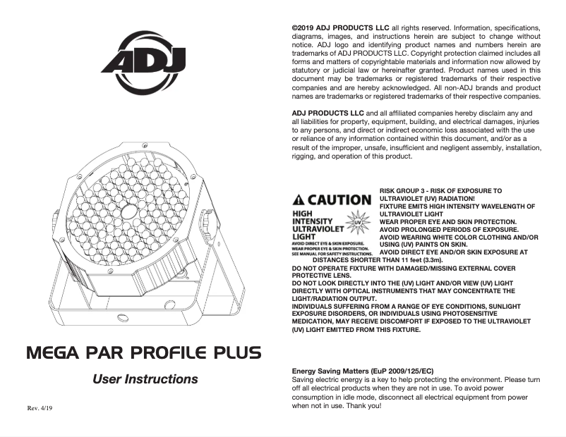 Página 1 del manual Manual de usuario Adj Mega Par Profile Plus