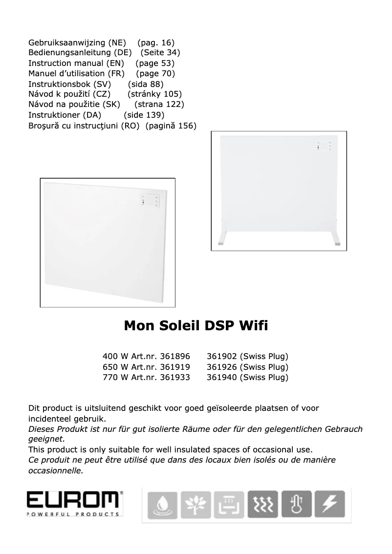Página nº 1 - Manual de usuario Eurom Mon Soleil DSP 770 wifi