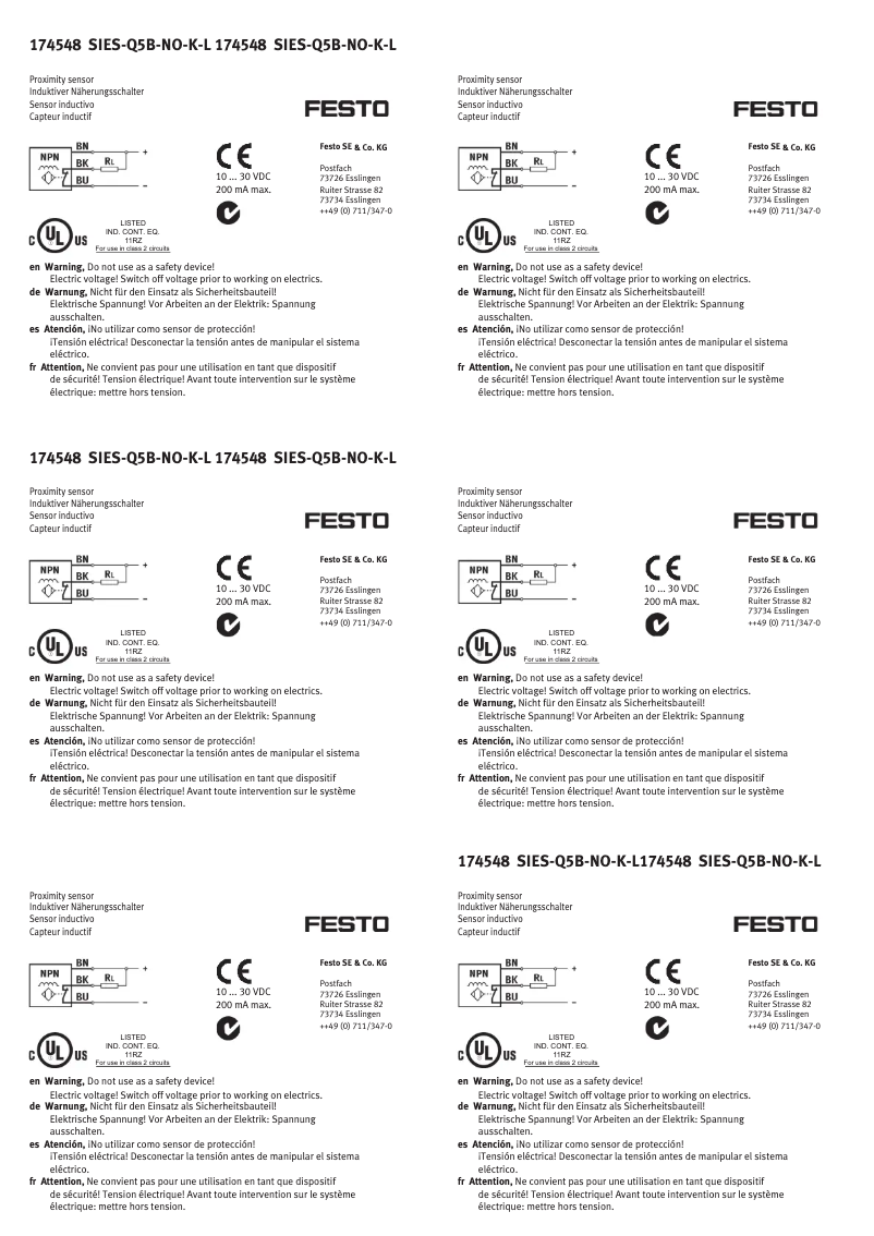 Página 1 del manual Manual de usuario Festo SIES-Q5B-NO-K-L