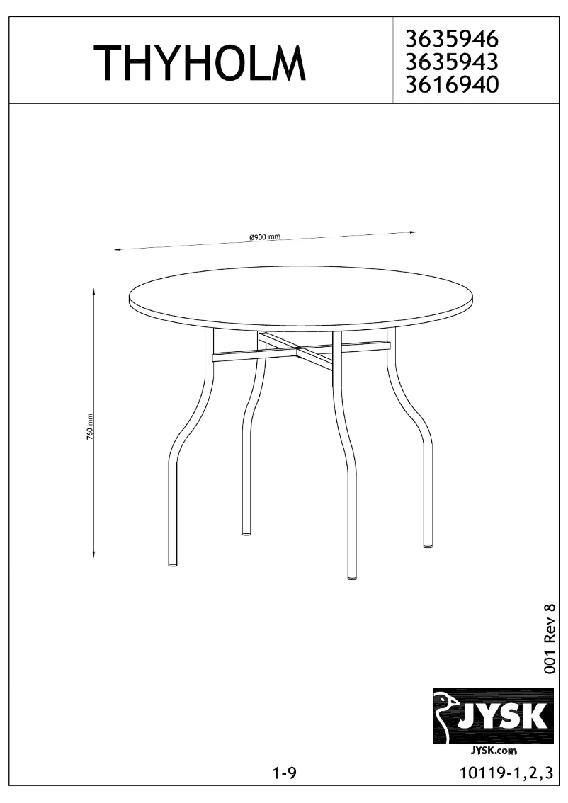 Página 1 del manual Manual de usuario JYSK Thyholm (90x76)