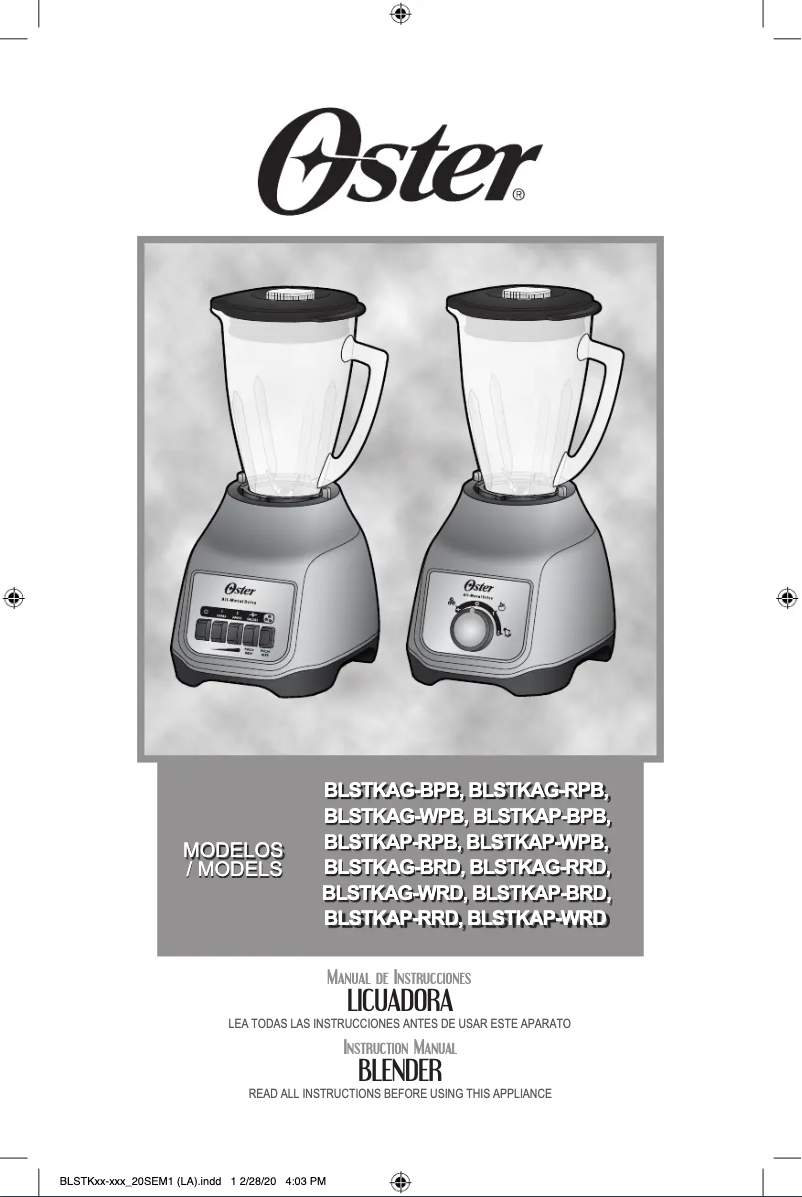 Página 1 del manual Manual de usuario Oster BLSTKAP-BRD