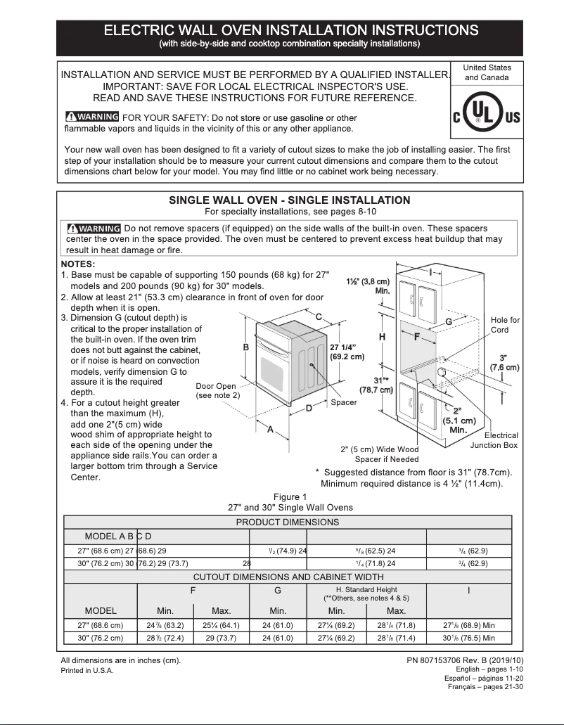 Imagen de la primera página del manual del dispositivo FGEW3069UF