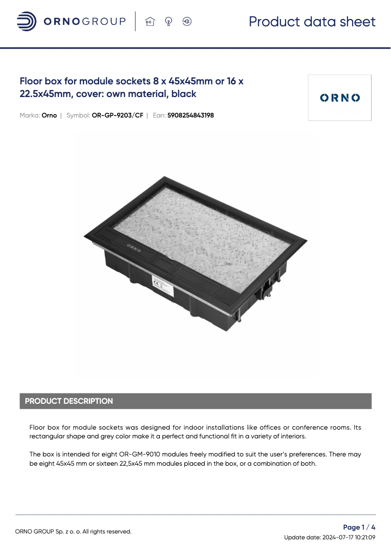 Imagen de la primera página del manual del dispositivo OR-GP-9203