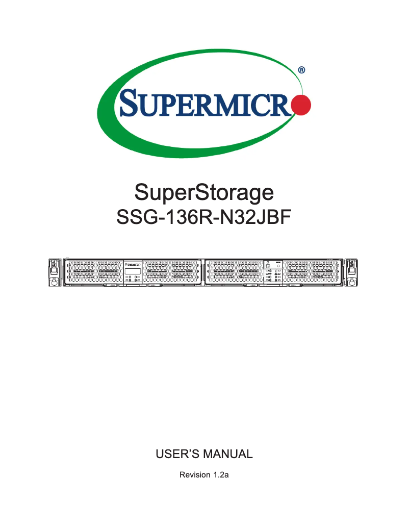 Imagen de la primera página del manual del dispositivo SuperStorage SSG-136R-N32JBF
