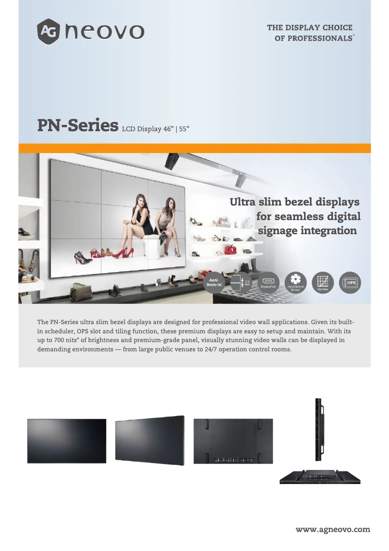 Página 1 del manual Ficha técnica AG Neovo PN-55H