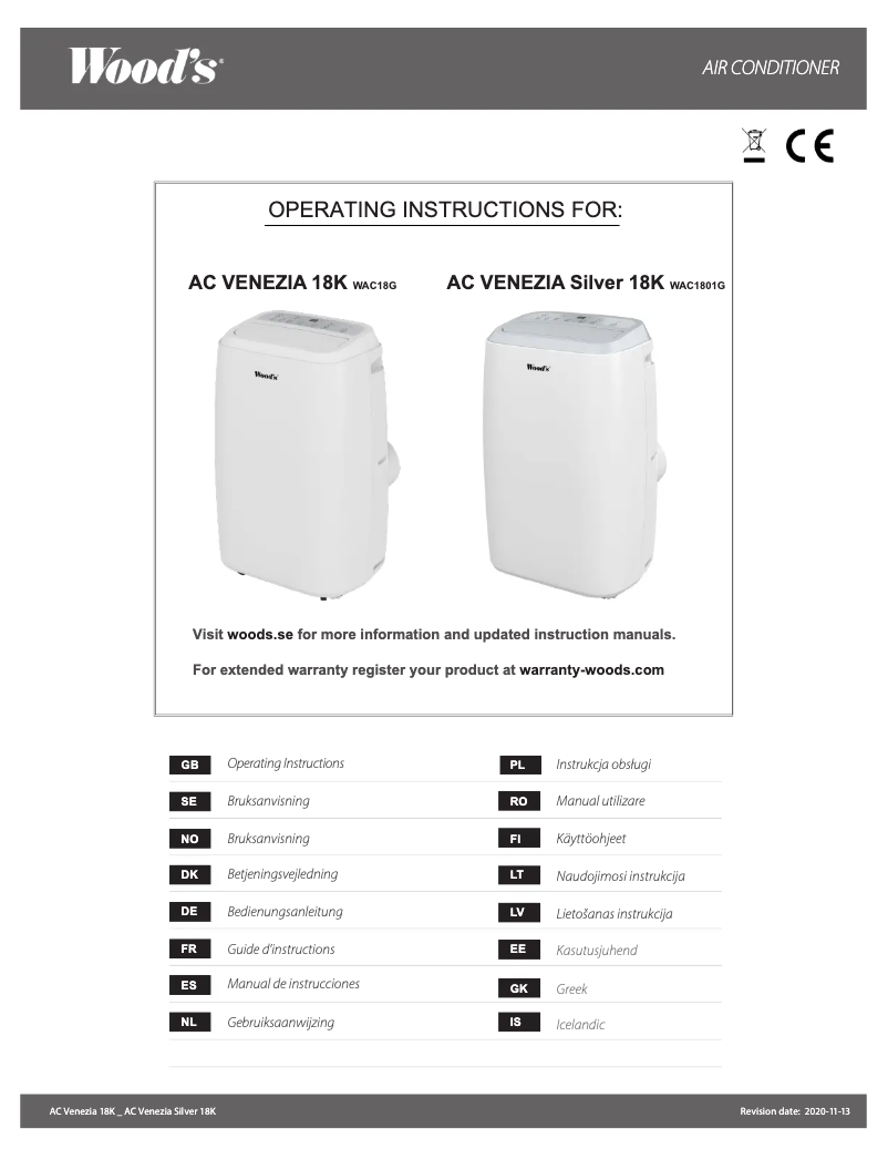 Imagen de la primera página del manual del dispositivo Venezia 18K WiFi