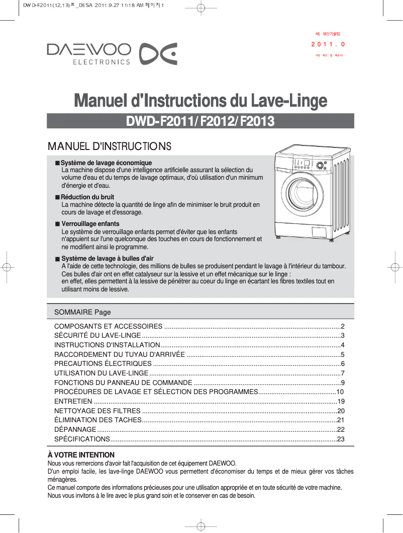 Página 1 del manual Manual de usuario Daewoo DWD-F2013