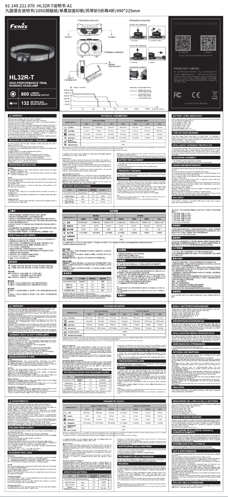 Página 1 del manual Manual de usuario Fenix HL32R-T