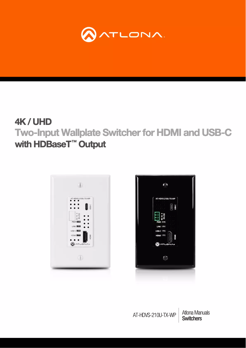 Página nº 1 - Manual de usuario Atlona AT-HDVS-210U-TX-WP