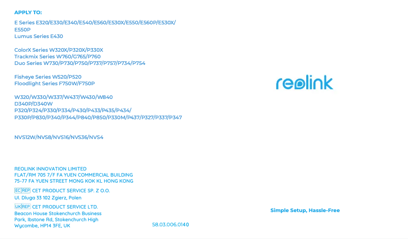 Página 1 del manual Manual de usuario Reolink W437