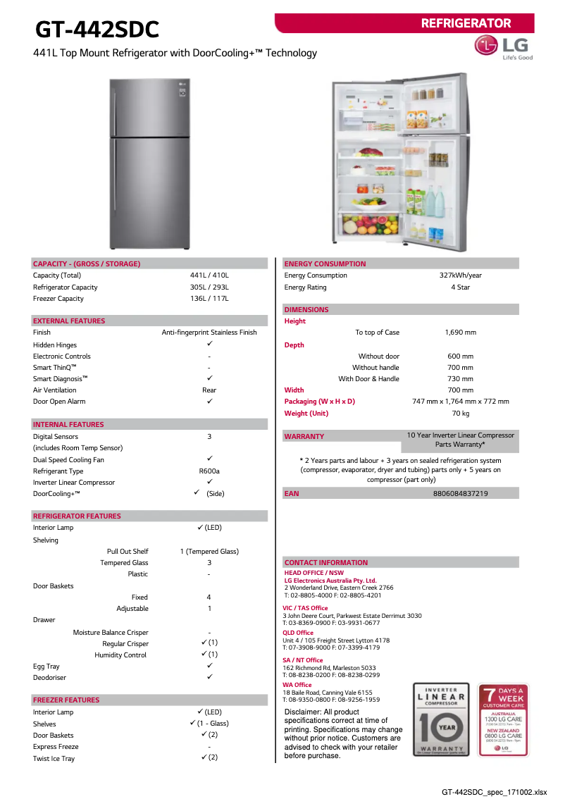 Imagen de la primera página del manual del dispositivo GT-442SDC