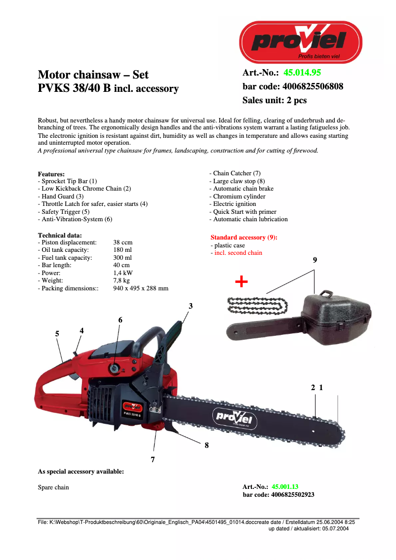 Imagen de la primera página del manual del dispositivo PVKS 38/40 B