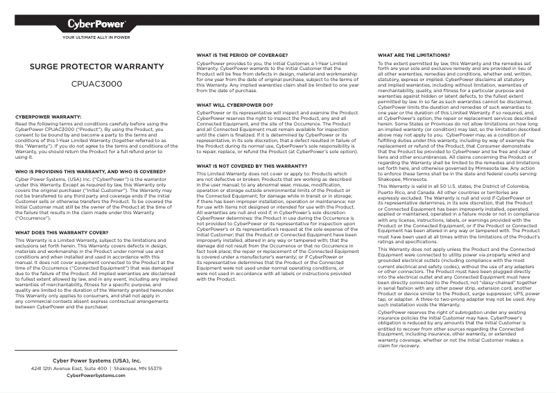 Imagen de la primera página del manual del dispositivo CPUAC3000