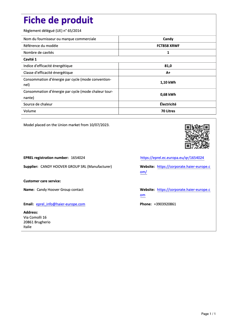 Imagen de la primera página del manual del dispositivo FCT858 XRWF