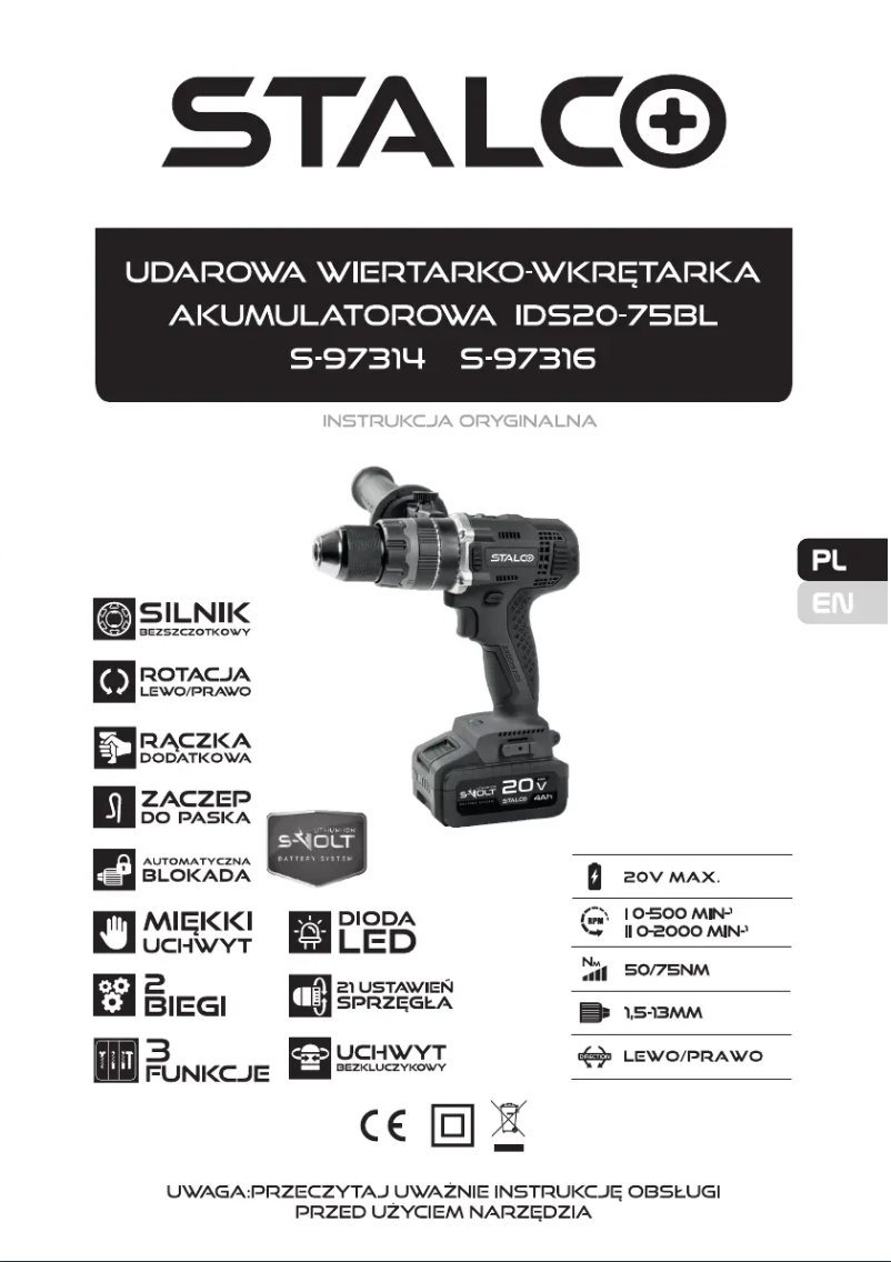 Página 1 del manual Manual de usuario Stalco IDS20-75BL