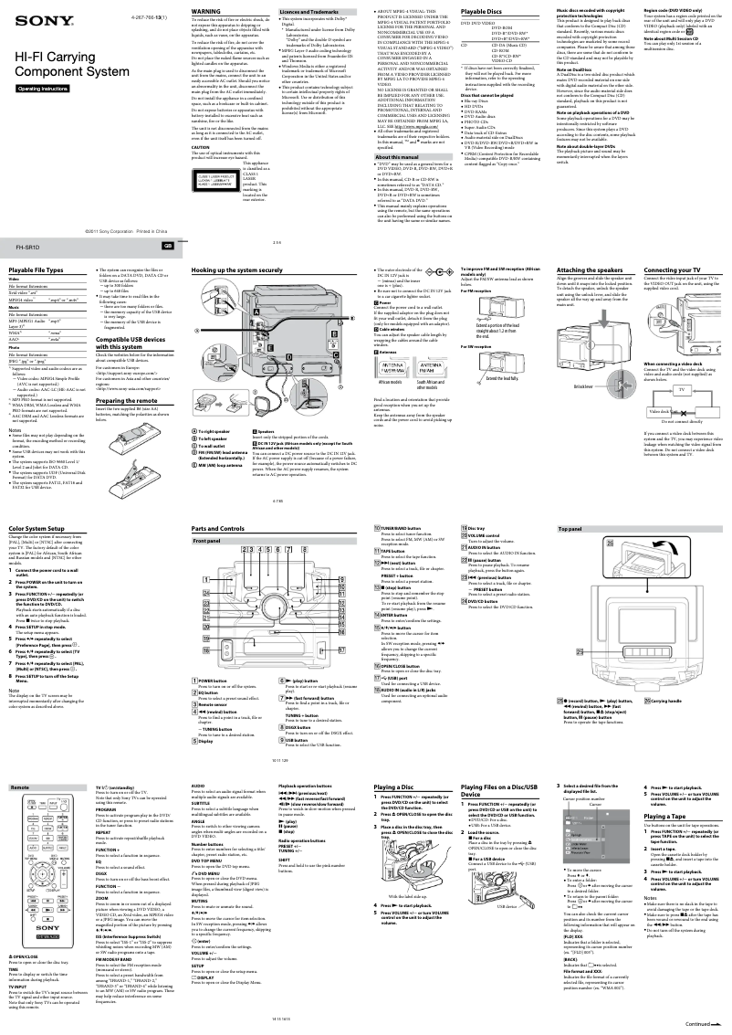 Imagen de la primera página del manual del dispositivo FH-SR1D