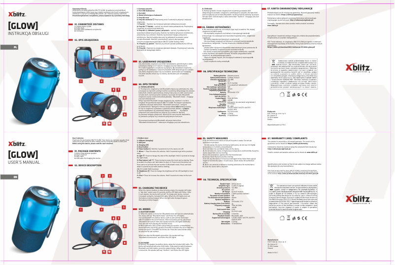 Imagen de la primera página del manual del dispositivo Glow