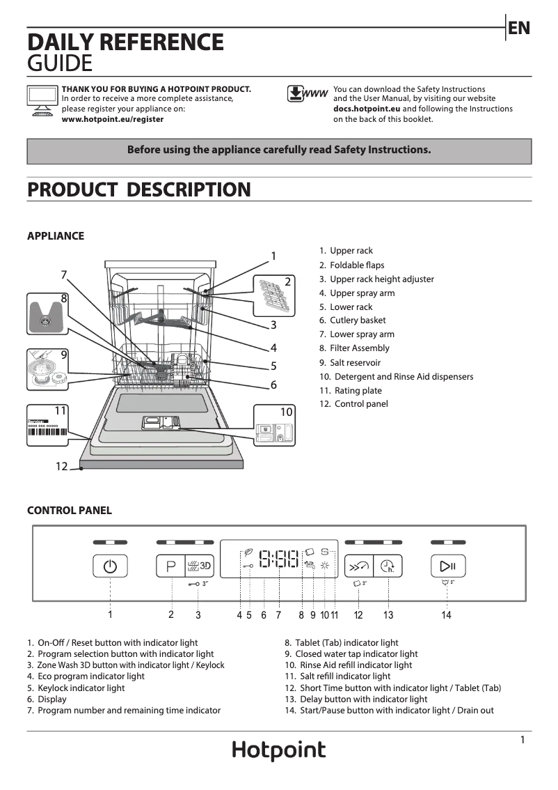 Página 1 del manual Manual de usuario Hotpoint HFC 3C26 WC B UK