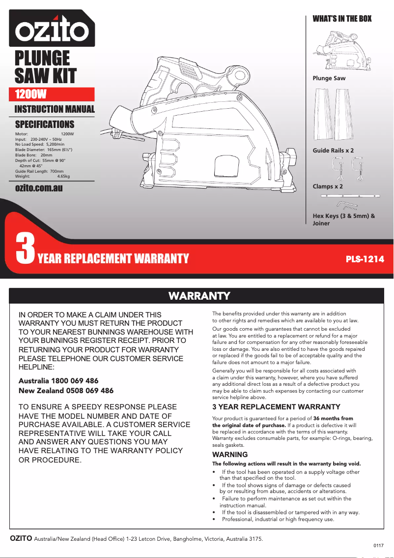 Página nº 1 - Manual de usuario Ozito PLS-1214