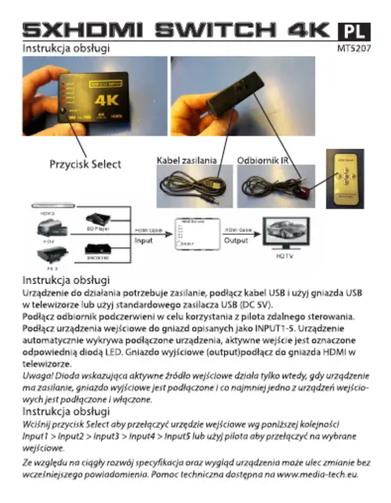 Imagen de la primera página del manual del dispositivo MT5207