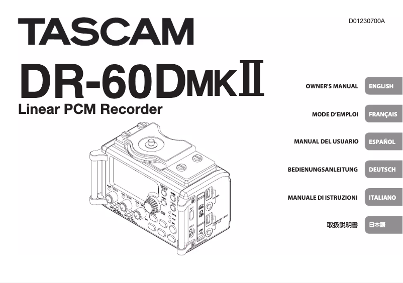 Página nº 1 - Manual de usuario Tascam DR-60DMKII